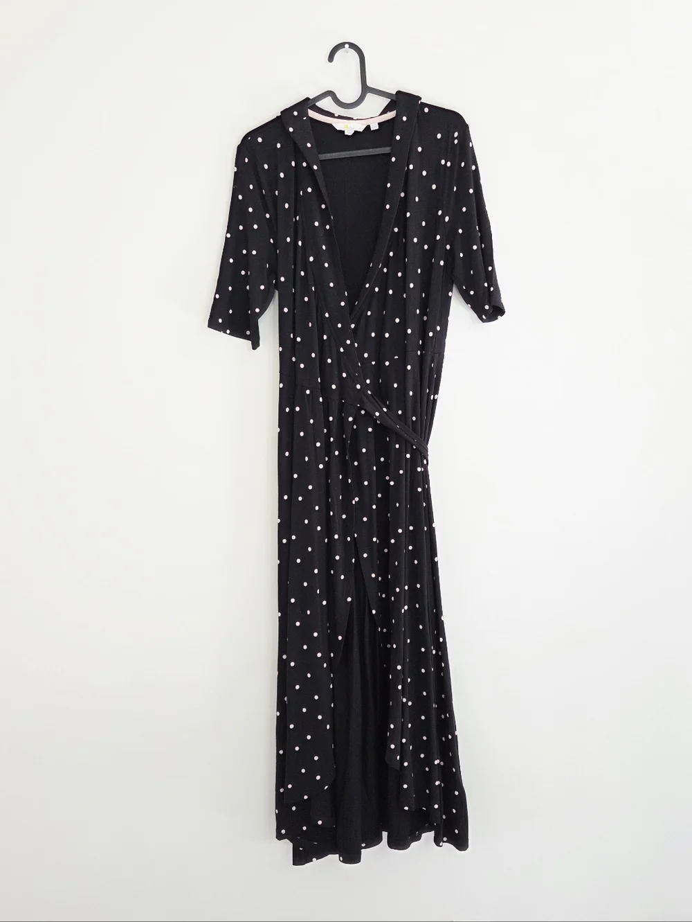 Boden Lavinia Jersey Wrap Midi Dress Black Polka Dot Size 10 - Picture 3 of 7